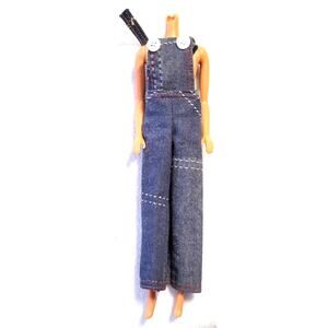 OOAK Barbie Ken 12" Doll Clone Patchwork Denim Overalls Vintage 70s 1/6 Scale